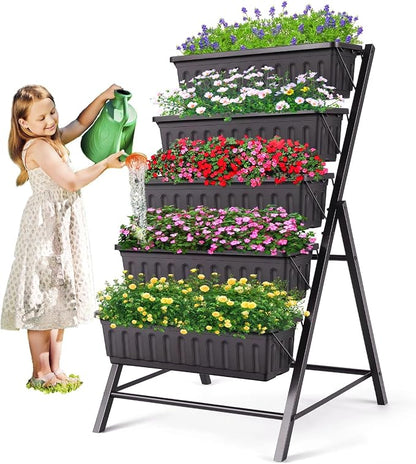 SEJOV 4FT Vertical Raised Garden Bed, 5 Tiers Elevated Planter Box by SEJOV