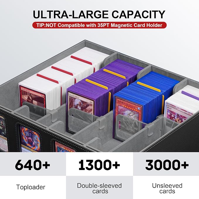 Trading Card Storage Box with Portable Handle, 3000+ MTG Storage Box with 4 - Image 2