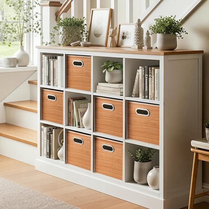 10.5x10.5in Bamboo Storage Cubes Storage Baskets, Wicker Cube Storage Bins - Image 7