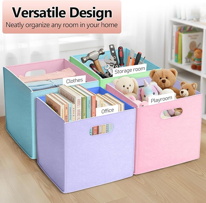 6 Pcs 11 Inch Colorful Felt Storage Cubes - Image 4