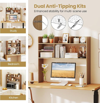 Tangkula Desktop Bookshelf for Computer Up to 32”, 37” Countertop Storage Hutch - Image 8