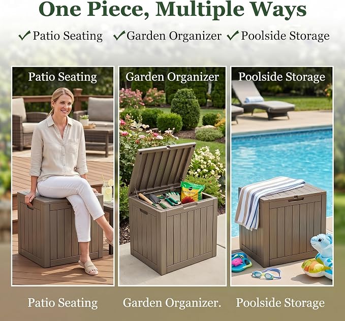 35 Gallon Deck Box Outdoor Waterproof, Resin Storage Box Outdoor Lockable - Image 4