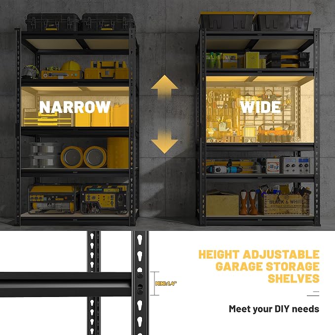 REIBII 2030LBS Storage Shelves 5 Tier Garage Shelving Heavy Duty Metal Shelving - Image 7