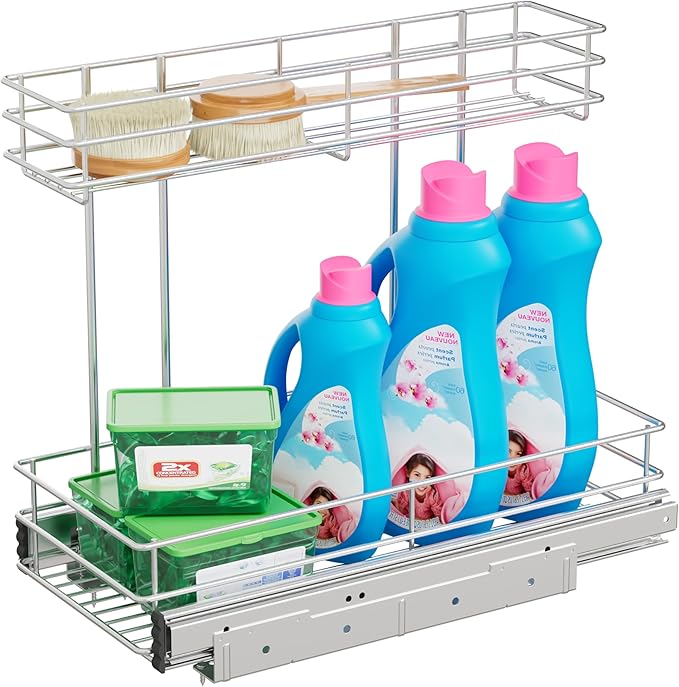Under Sink Organizer 9"W X18.5"D，Pull Out Cabinet Organizer 2 Tier，Under Sink by STORKING