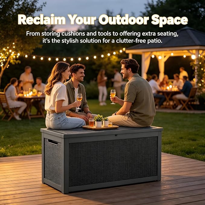 328 Gallon Waterproof Outdoor Storage Box, Heavy Duty Resin Deck Box Lockable - Image 9