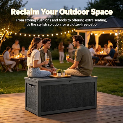 328 Gallon Waterproof Outdoor Storage Box, Heavy Duty Resin Deck Box Lockable - Image 9