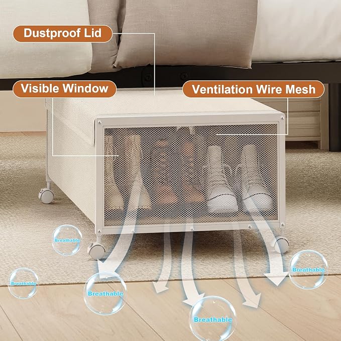 2 Pack Under the Bed Storage Containers, 12 inch Height Under Bed Shoe Storage - Image 5