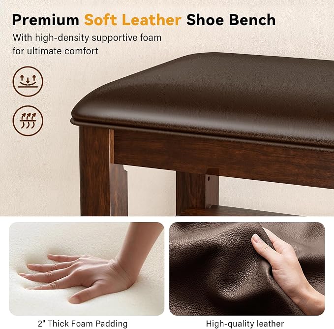Taitiy Shoe Bench Storage Rubberwood - Image 5