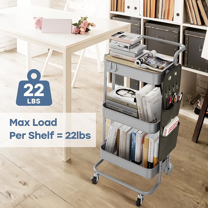DTK 3 Tier Metal Utility Rolling Cart - Image 3