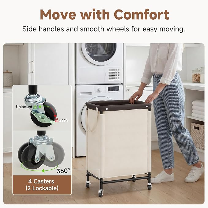 StorageWorks Laundry Hamper, 90L Rolling Laundry Sorter Cart - Image 3