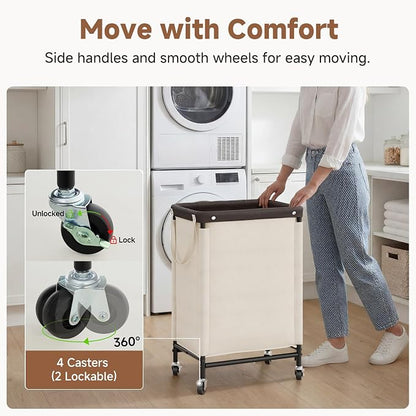 StorageWorks Laundry Hamper, 90L Rolling Laundry Sorter Cart - Image 3