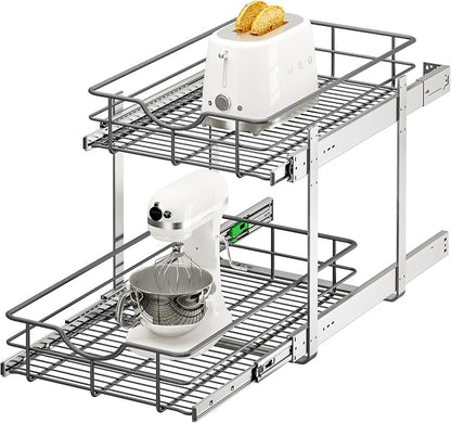 ALINE FURNITURE 2-Tier Pull Out Cabinet Organizer by ALINEFURNITURE