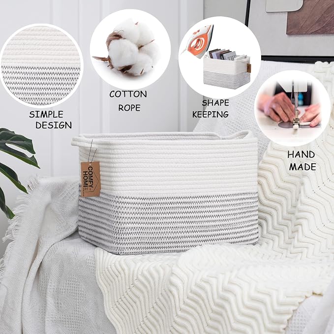 COMFY-HOMI Cotton Rope Woven Basket - Image 5
