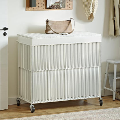 WOWLIVE Laundry Hamper with Wheels, 160L Handwoven Rolling Laundry Basket 3 - Image 3