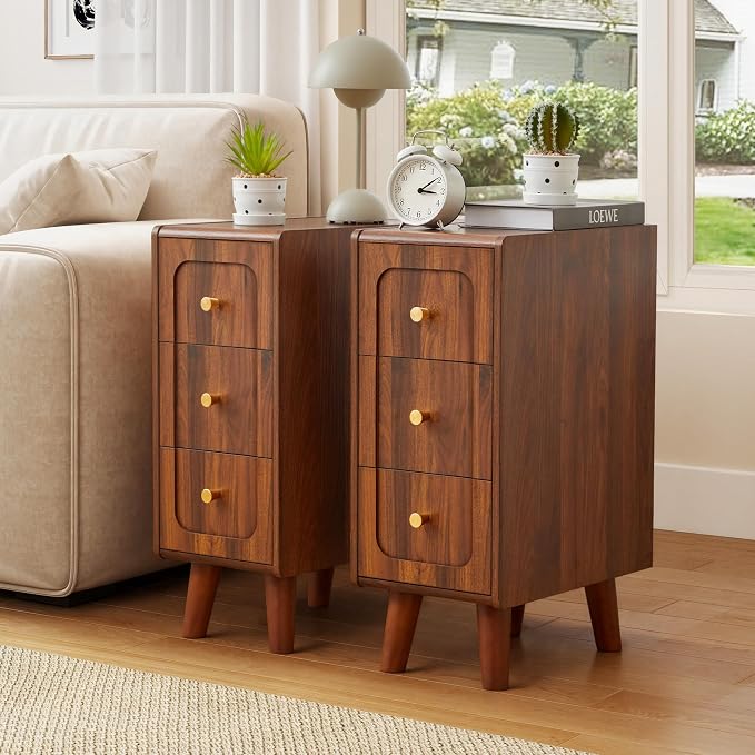 Small Nightstand Set of 2, Narrow Nightstand Slim Couch Side Table by MAHYIZYI-SimpleFashionable