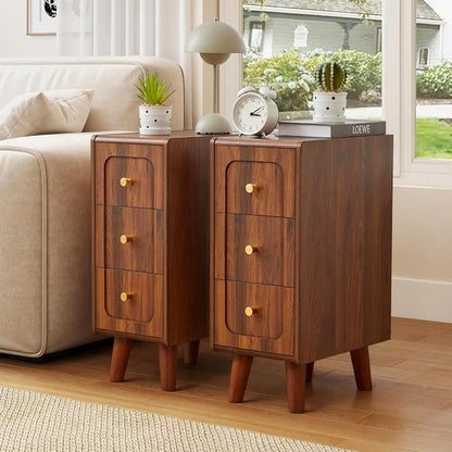Small Nightstand Set of 2, Narrow Nightstand Slim Couch Side Table by MAHYIZYI-SimpleFashionable