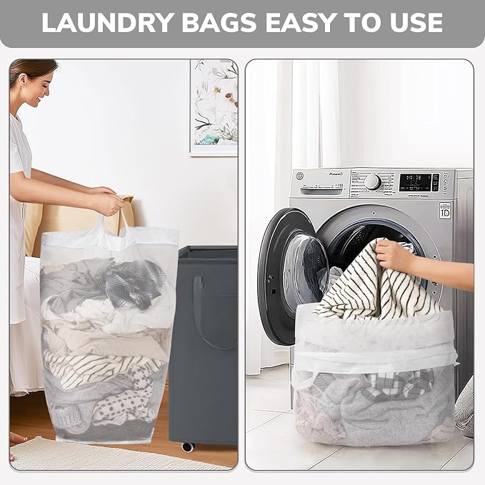 Goodpick Laundry Basket with Wheels, Laundry Hamper with Removable Wash Bag - Image 7