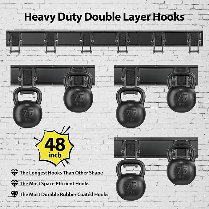 Garage Tool Organizer Wall Mount, 48 Inch Adjustable Garage Tool Storage Rack - Image 2