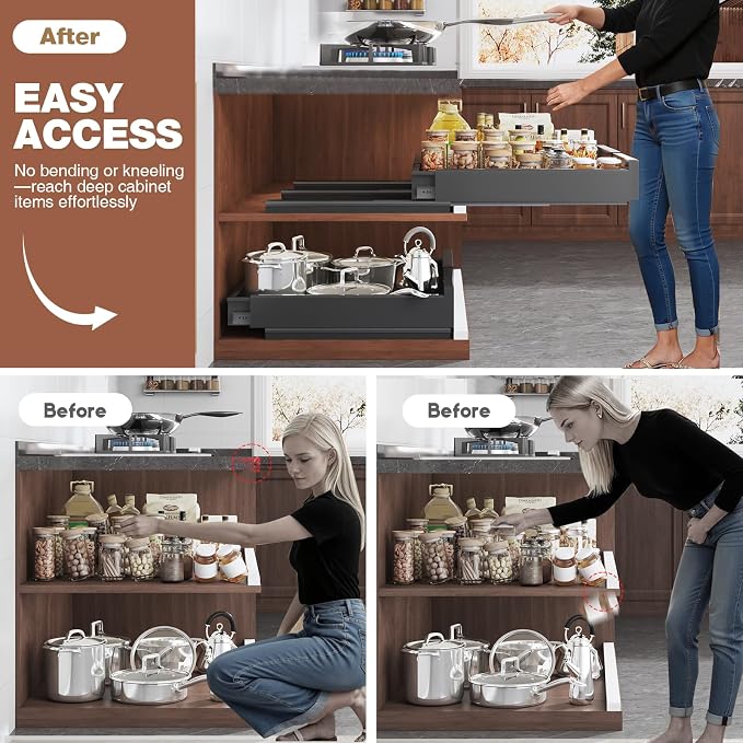 4 Pack Pull Out Cabinet Organizer Expandable Width and Depth, Slide Out Drawers - Image 4