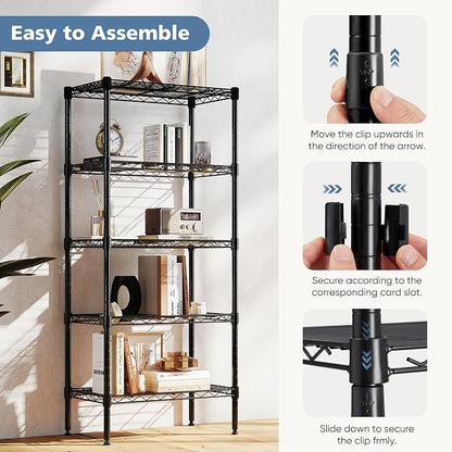 DUMOS 5-Tier Metal Wire Storage Shelves, Adjustable Standing Storage Rack Shelf - Image 6