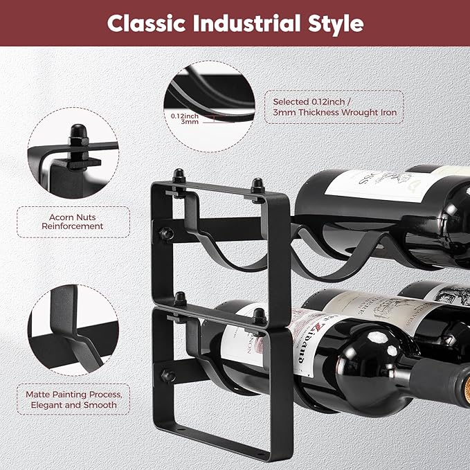 Stackable Wine Rack Countertop, Sturdy Wine Bottle Holder Freestanding - Image 5