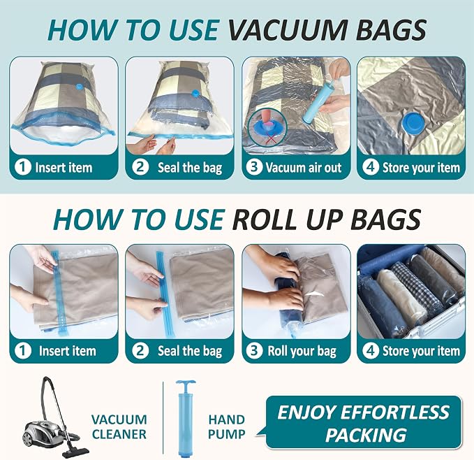 Cozy Essential Vacuum Storage Bags, 80% Compression Vacuum Seal Space Saver - Image 7