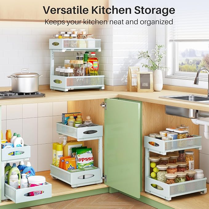 Under Sink Organizer, 2 Tier Pull out Cabinet Organizer Baskets - Image 9