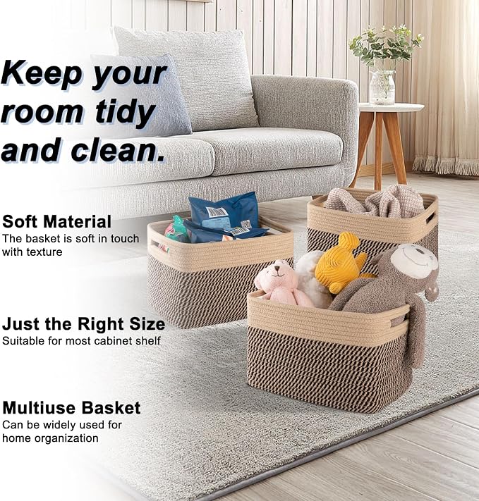 4 Pack Storage Baskets for Organizing, Woven Baskets for Shelves - Image 3