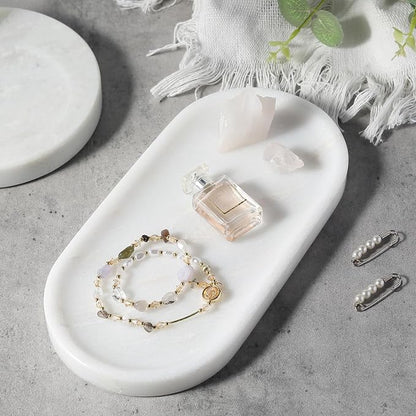 Koville African Natural White Marble Decorative Tray, Catchall Tray - Image 5