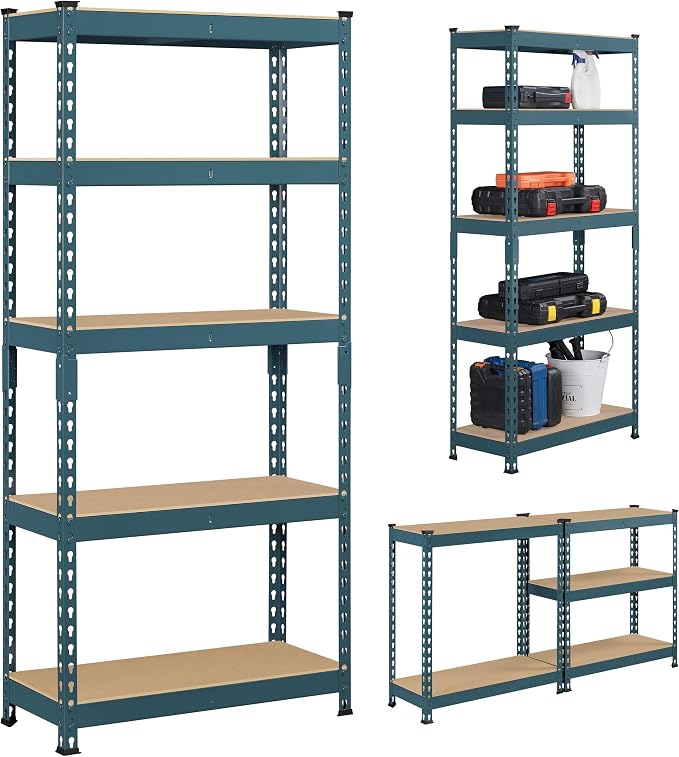 Topeakmart 4 PCS 5-Tier Utility Shelves, Metal Storage Shelves Garage Shelving - Image 8