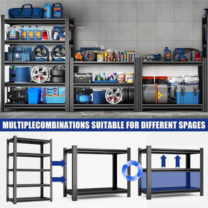 36" W Metal Shelves for Garage Storage, 5 Tier Adjustable Steel Standing Shelf - Image 5