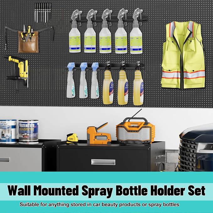 Spray Bottle Holder Wall Mount, 14 Inch Metal Universal Lightweight Organizer - Image 7