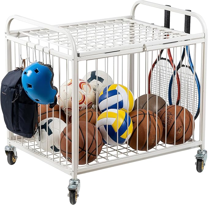MyGift Large Capacity Metal Rolling Multi Sports Ball Cage Storage Hopper by MyGiftHome