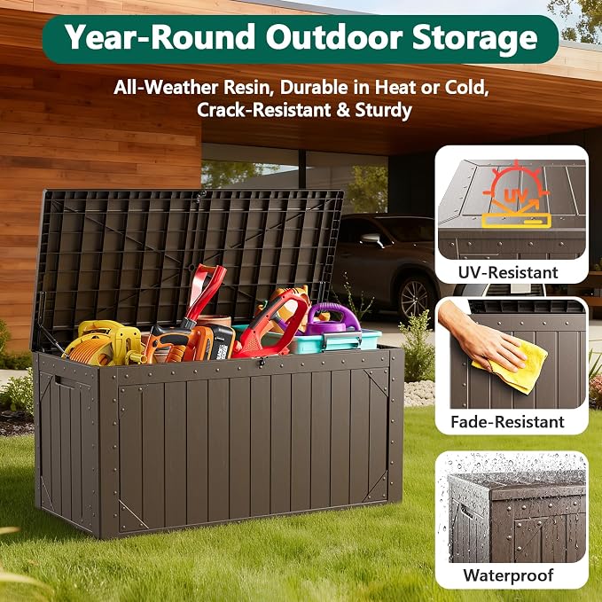 Outdoor Storage Box, 100 Gallon Deck Box Outdoor Storage Bench Outside - Image 3