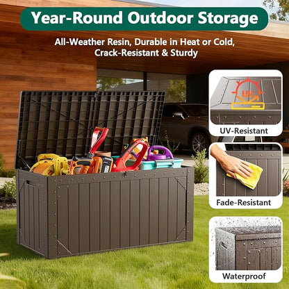 Outdoor Storage Box, 100 Gallon Deck Box Outdoor Storage Bench Outside - Image 3