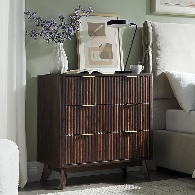 T4TREAM Fluted 3 Drawers Nightstand Set of 2, Oversized Extra Large Modern Side - Image 2