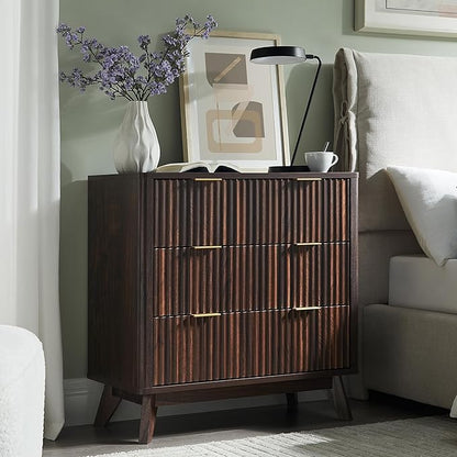 T4TREAM Fluted 3 Drawers Nightstand Set of 2, Oversized Extra Large Modern Side - Image 2