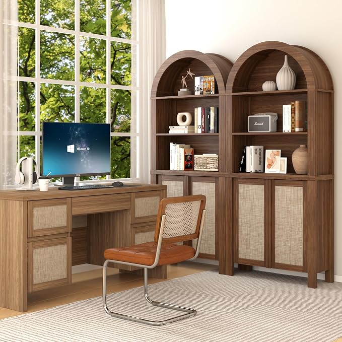 Yechen Arched Bookcase, 70.5" Tall Bookcase - Image 7