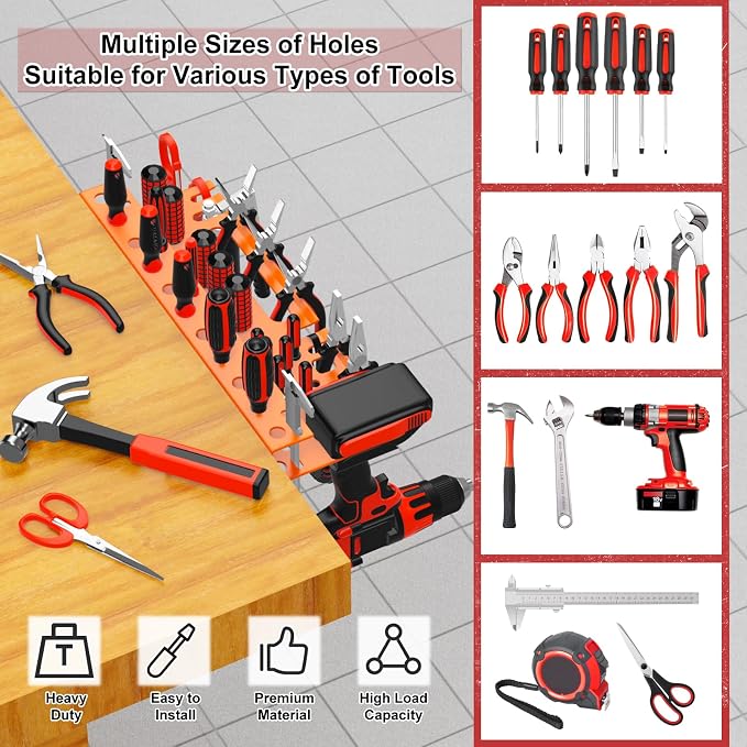Metal Screwdriver Organizer, Wall Mount Plier Organizer Hammer Holder, Hand - Image 3