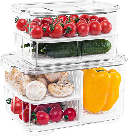 elabo Fruit Storage Containers Fridge Produce Saver- Stackable Refrigerator by elabo