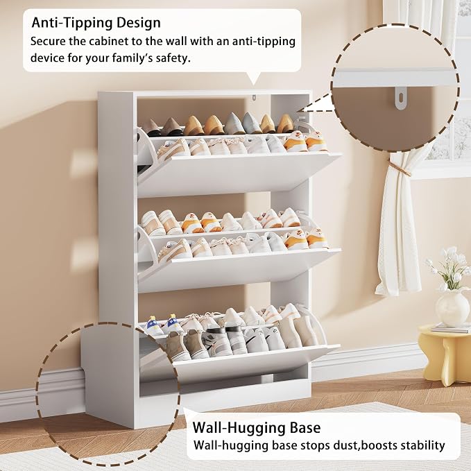 Shoe Storage Cabinet, Wood Shoe Organizer - Image 5