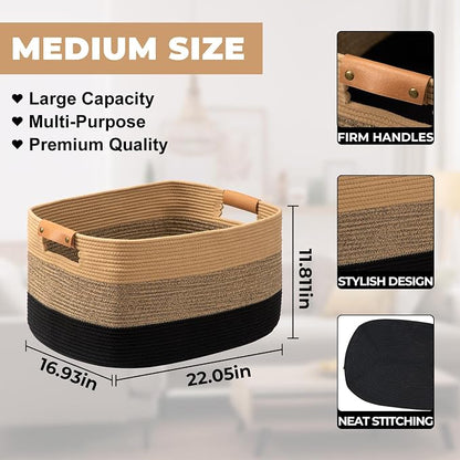 danpinera Large Blanket Basket for Living Room, 72 L Rectangle Toy Storage - Image 3