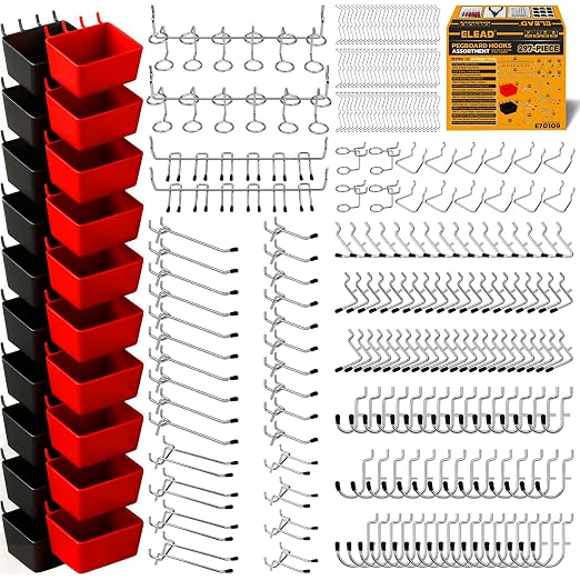 ELEAD 297 Piece Pegboard Hooks Kit, Peg Board Organizer Accessories by ELEAD