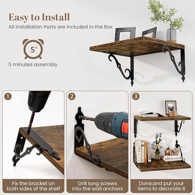 Deep Floating Shelves for Wall, 12 Inch Deep Floating Shelf - Image 7
