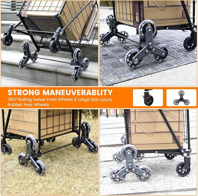 Shopping Cart for Groceries, 280 LBS Large Grocery Cart - Image 5