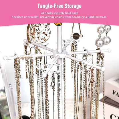 360 Rotating 2-Tier Jewelry Organizer Stand, Large Earring Holder Organizer - Image 4