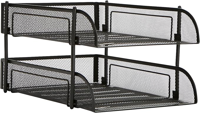 Mind Reader Stackable Paper Tray, Desktop Organizer, File Storage, Metal Mesh - Image 7