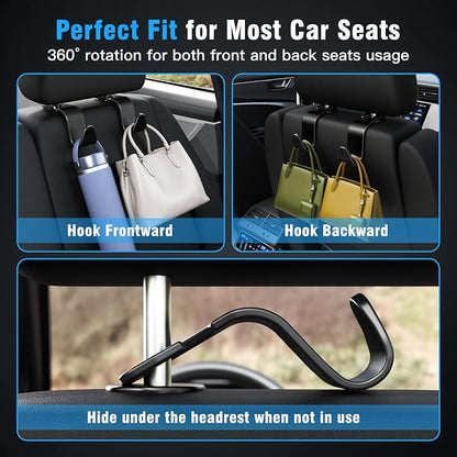 Amooca 4-Pack Car Headrest Hooks –Holds 55lbs Vehicle Storage Organizer - Image 4