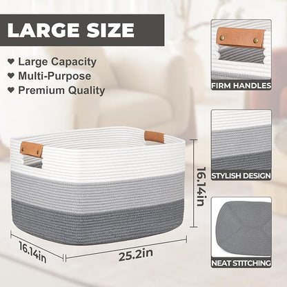 danpinera Large Woven Basket 25’’*16’’*16’’ 108L Woven Baskets - Image 2