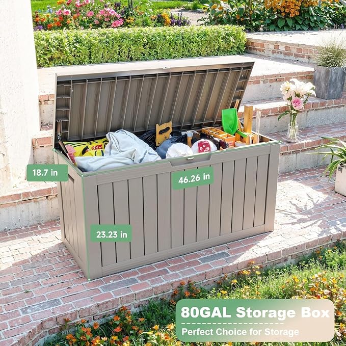 EasyUp 80 Gallon Deck Boxes Waterproof, Outdoor Large Storage Boxes - Image 2